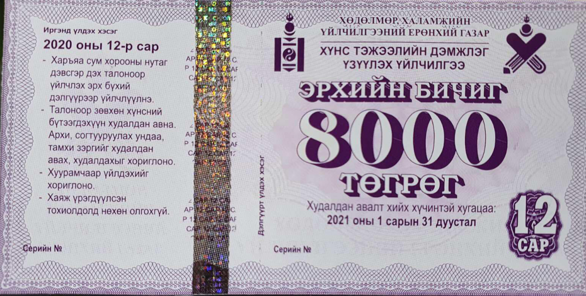 Хүнсний эрхийн бичгийн журамд нэмэлт, өөрчлөлт оруулах, хяналт тавих ажлын хэсэг байгууллаа